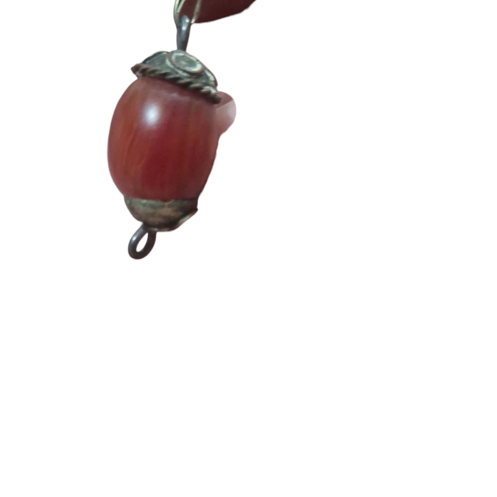 Vtg Cherry Red Bakelite Beaded Station Necklace 32" 100g Silver Tone Chain - Picture 9 of 12